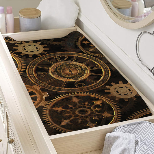 Vintage Steampunk Gears Print Changing Pad Cover