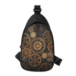 Vintage Steampunk Gears Print Chest Bag