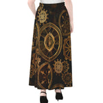 Vintage Steampunk Gears Print Chiffon Maxi Skirt