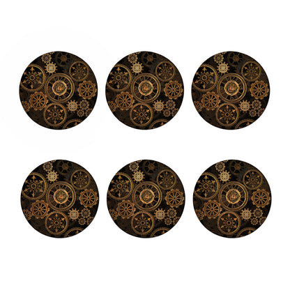 Vintage Steampunk Gears Print Coaster Set