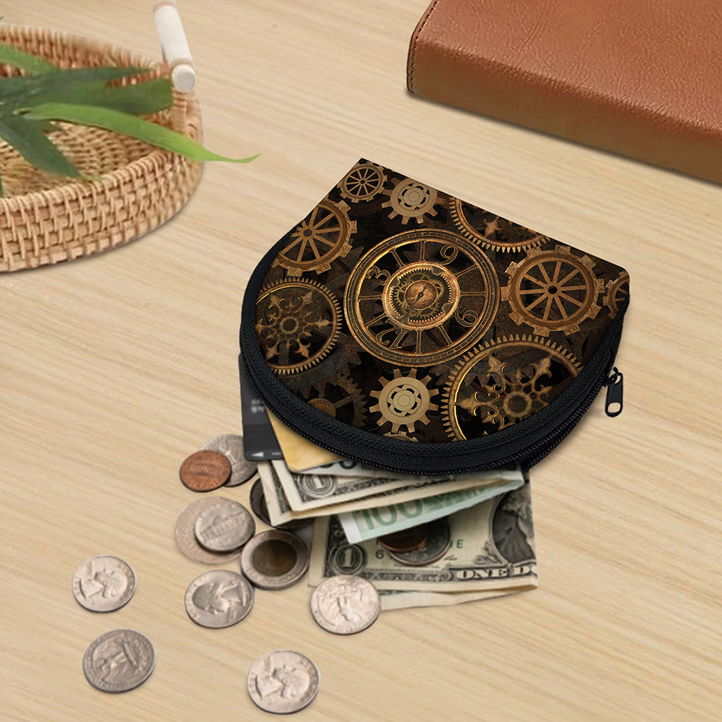 Vintage Steampunk Gears Print Coin Purse