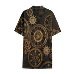 Vintage Steampunk Gears Print Cotton Hawaiian Shirt