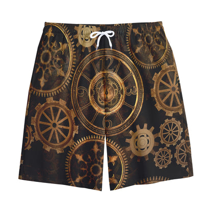 Vintage Steampunk Gears Print Cotton Shorts