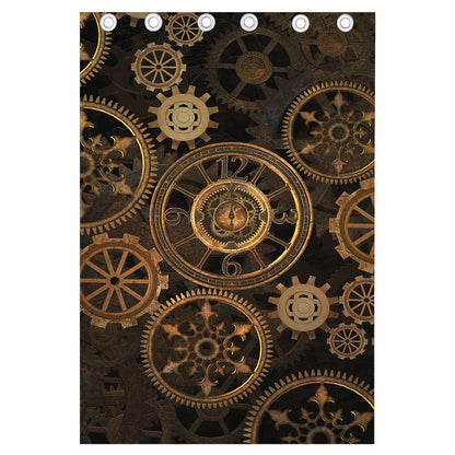 Vintage Steampunk Gears Print Curtain
