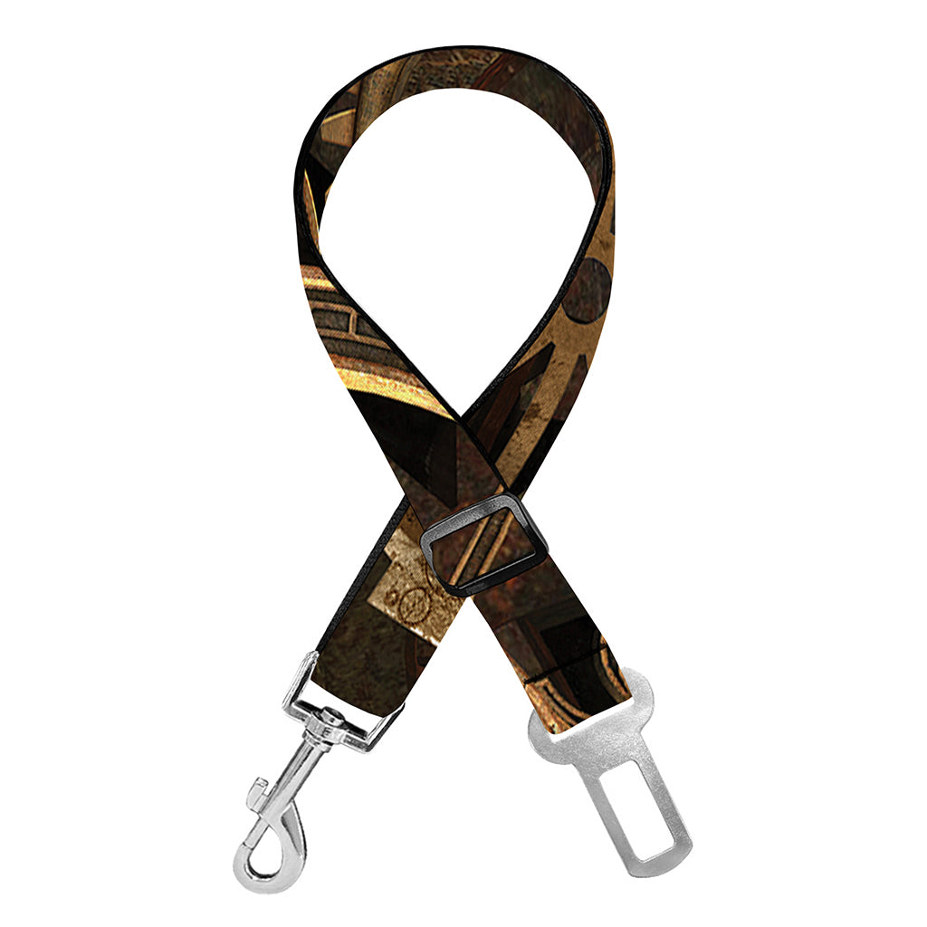 Vintage Steampunk Gears Print Dog Seat Belt