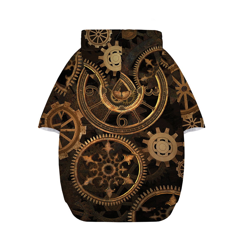 Vintage Steampunk Gears Print Dog Zip Up Hoodie