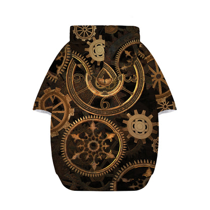 Vintage Steampunk Gears Print Dog Zip Up Hoodie