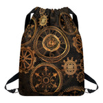 Vintage Steampunk Gears Print Drawstring Backpack