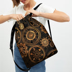 Vintage Steampunk Gears Print Drawstring Backpack