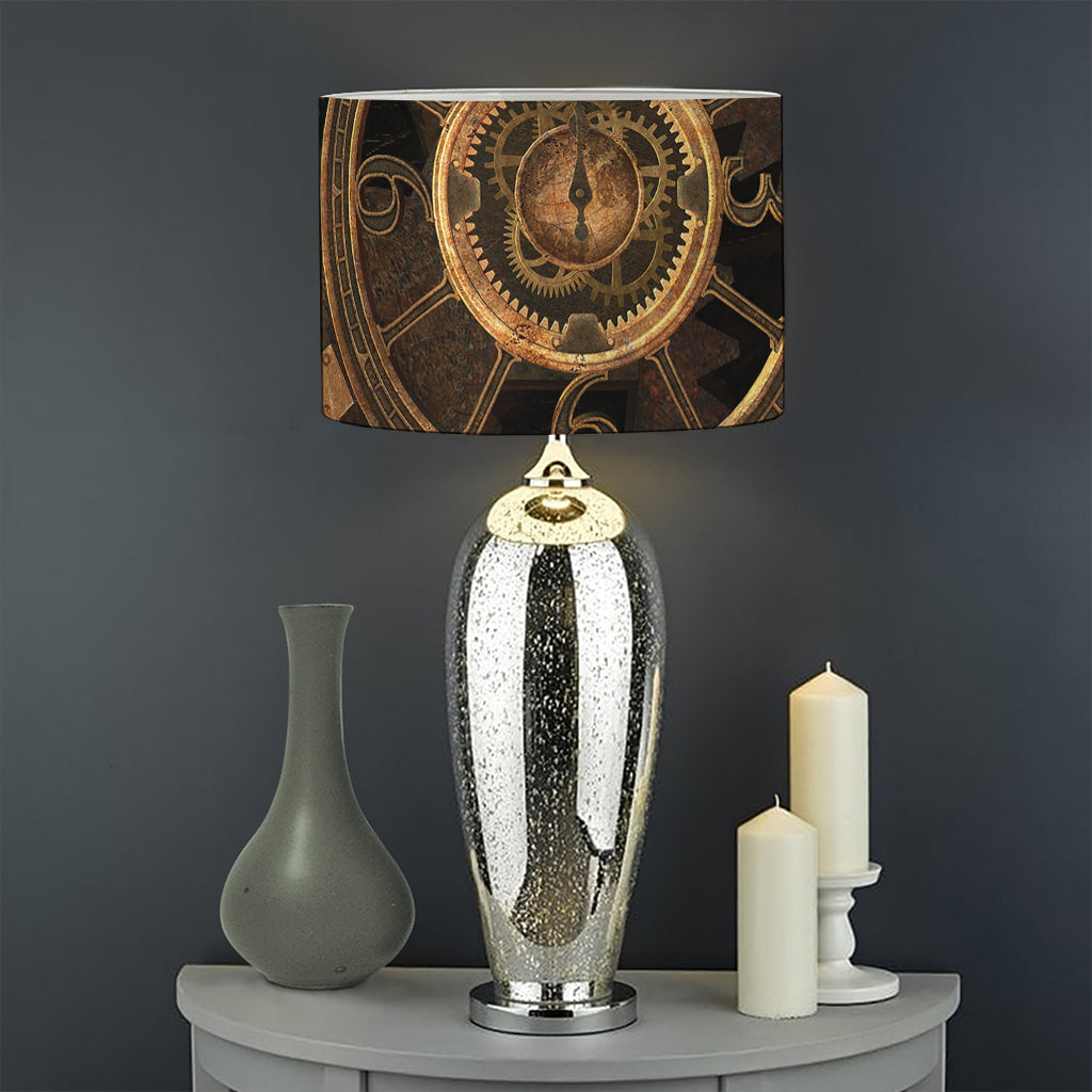 Vintage Steampunk Gears Print Drum Lamp Shade