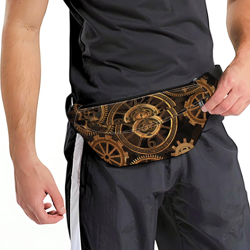 Vintage Steampunk Gears Print Fanny Pack