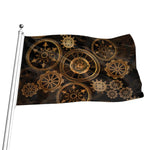 Vintage Steampunk Gears Print Flag