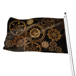 Vintage Steampunk Gears Print Flag