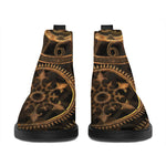 Vintage Steampunk Gears Print Flat Ankle Boots