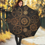 Vintage Steampunk Gears Print Foldable Umbrella