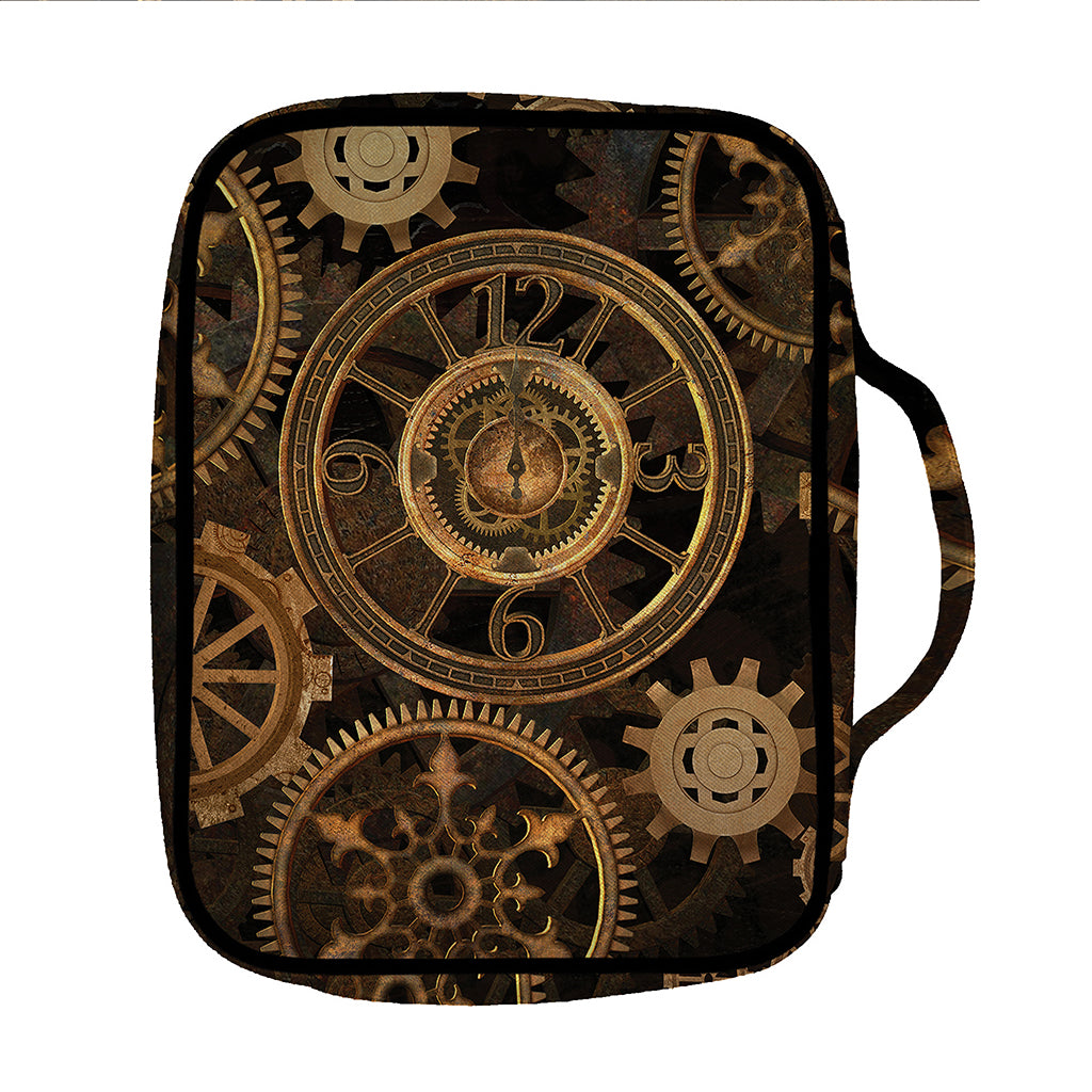 Vintage Steampunk Gears Print Front Pocket Bible Bag