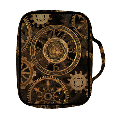 Vintage Steampunk Gears Print Front Pocket Bible Bag