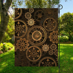 Vintage Steampunk Gears Print Garden Flag
