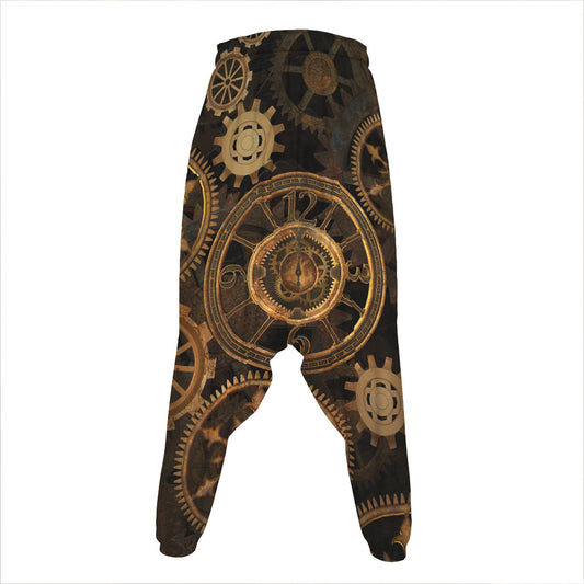 Vintage Steampunk Gears Print Hammer Pants