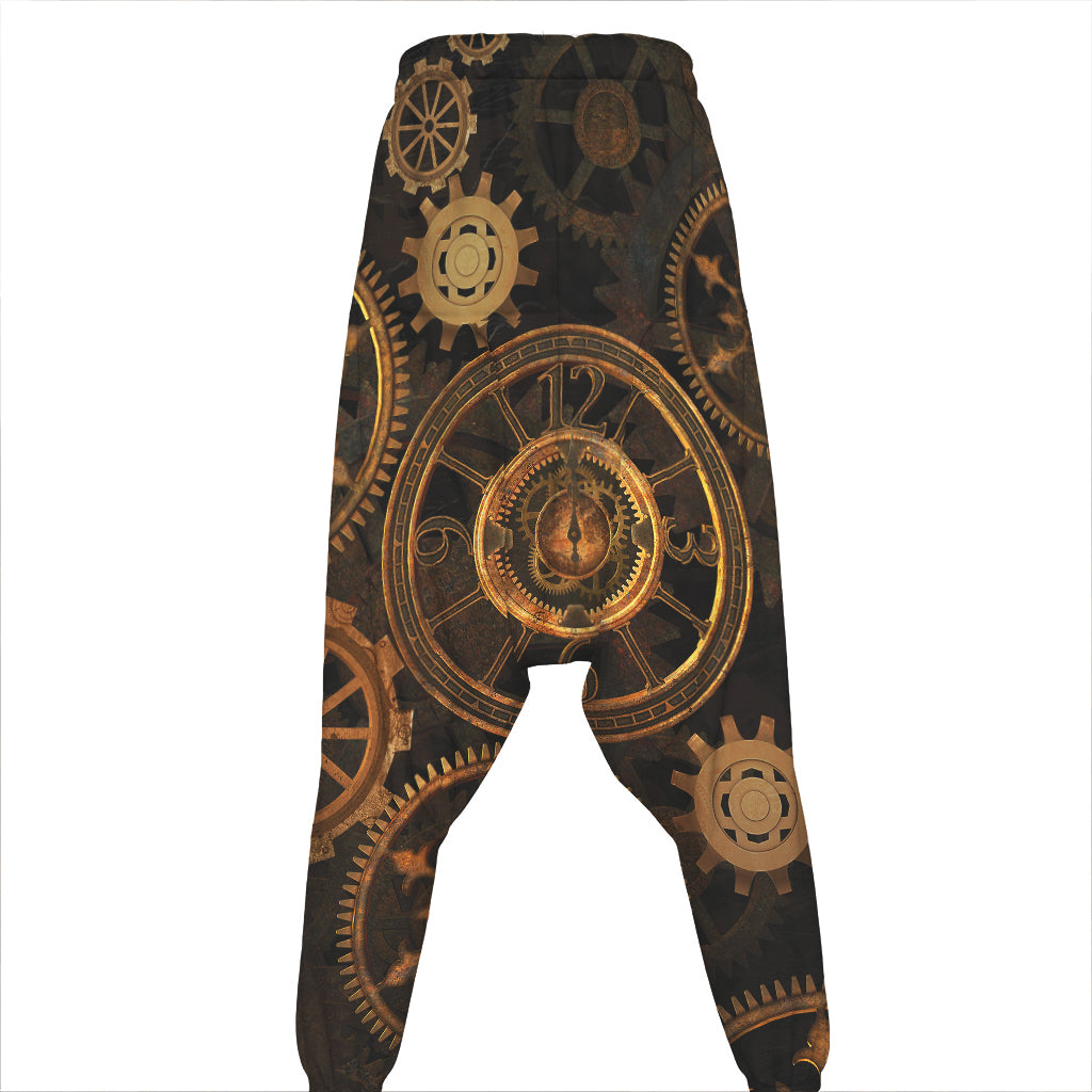 Vintage Steampunk Gears Print Hammer Pants