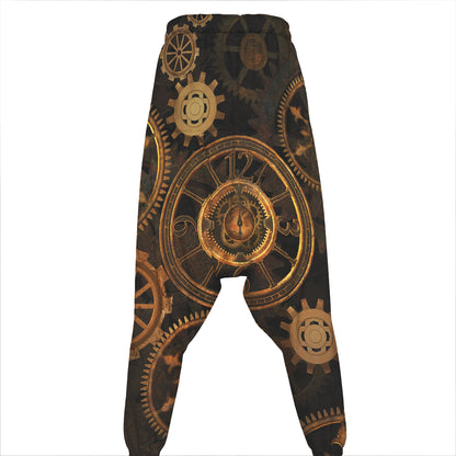 Vintage Steampunk Gears Print Hammer Pants