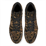 Vintage Steampunk Gears Print High Top Leather Sneakers