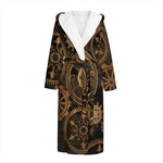 Vintage Steampunk Gears Print Hooded Bathrobe