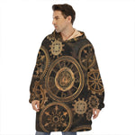 Vintage Steampunk Gears Print Hoodie Blanket