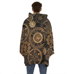 Vintage Steampunk Gears Print Hoodie Blanket