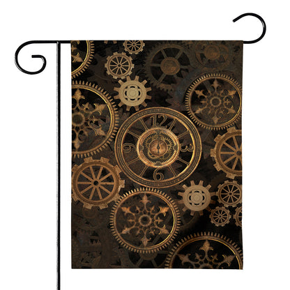 Vintage Steampunk Gears Print House Flag