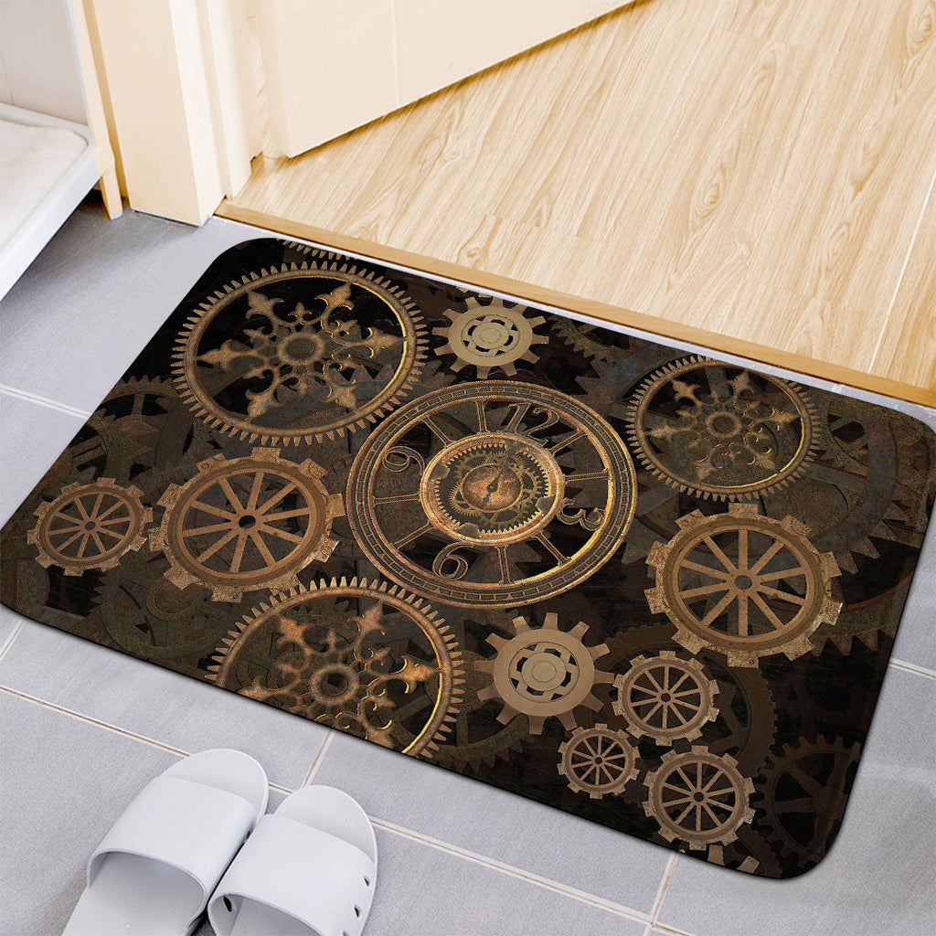Vintage Steampunk Gears Print Indoor Door Mat