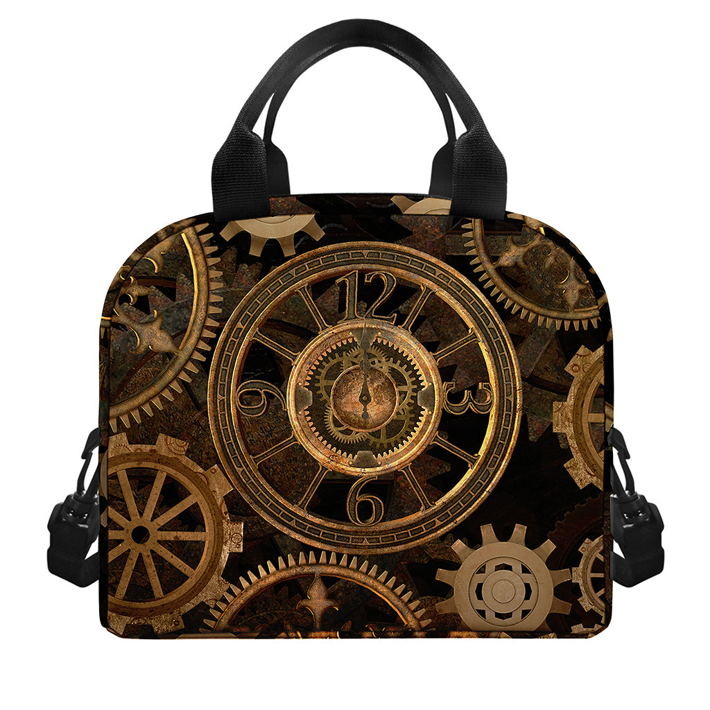 Vintage Steampunk Gears Print Insulated Lunch Bag