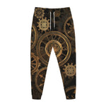 Vintage Steampunk Gears Print Jogger Pants