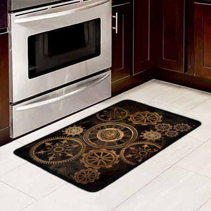 Vintage Steampunk Gears Print Kitchen Mat