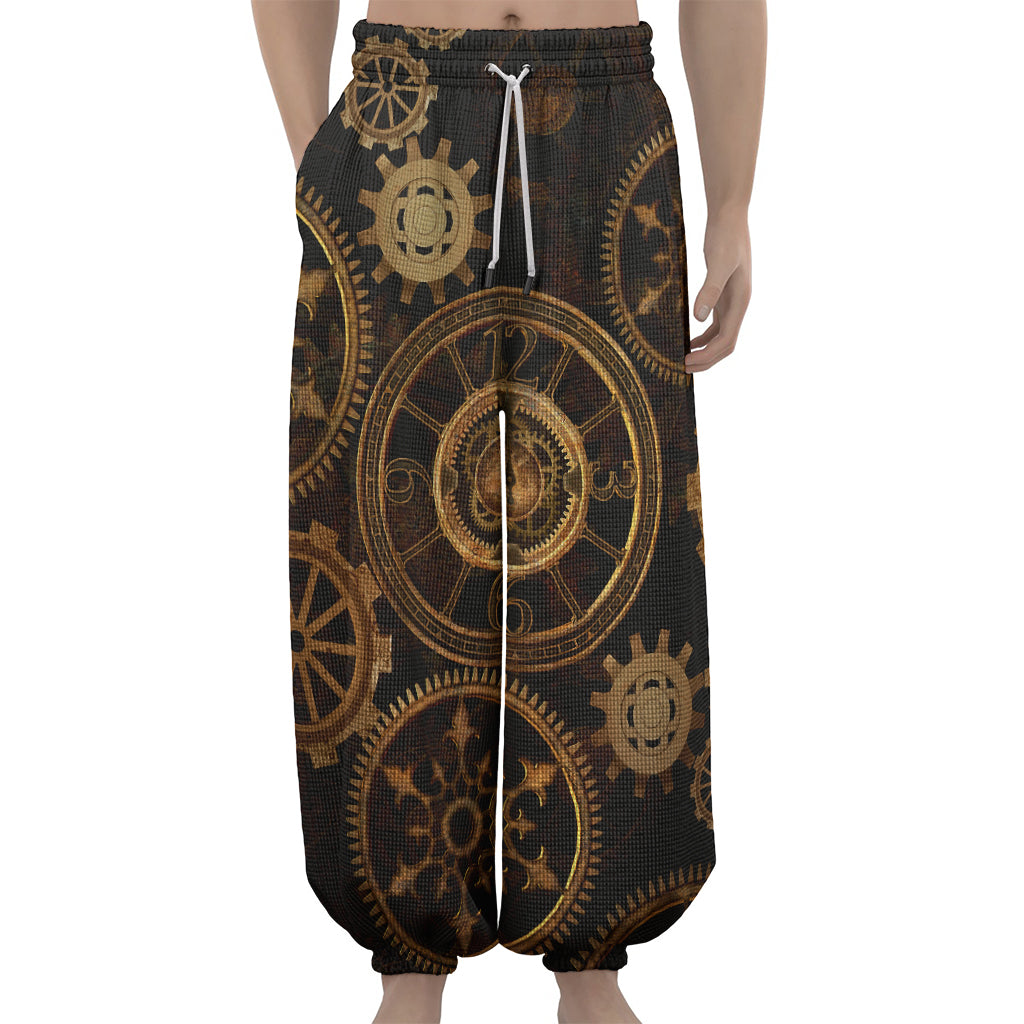 Vintage Steampunk Gears Print Lantern Pants