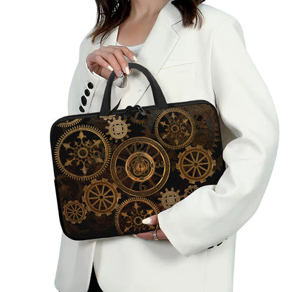 Vintage Steampunk Gears Print Laptop Sleeve With Handle