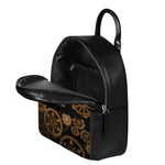 Vintage Steampunk Gears Print Leather Backpack