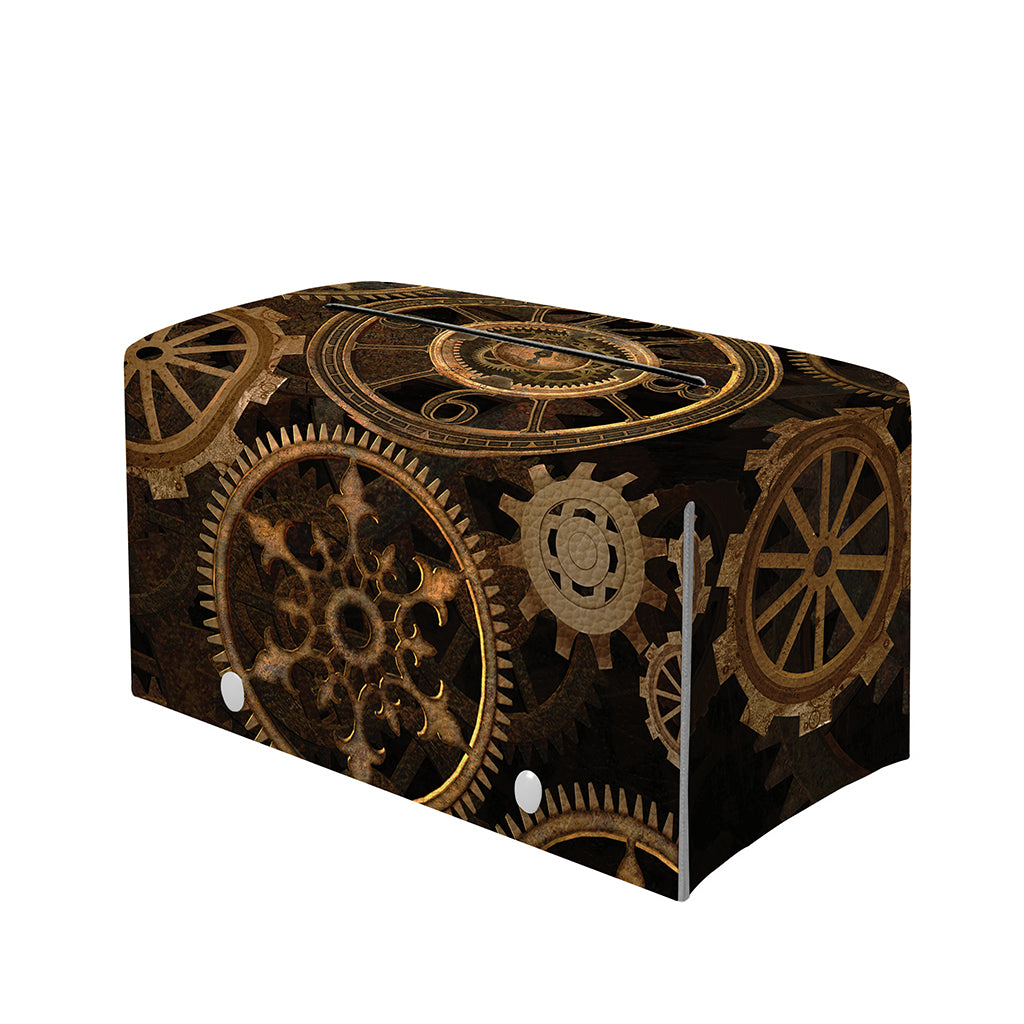 Vintage Steampunk Gears Print Leather Tissue Box Cover