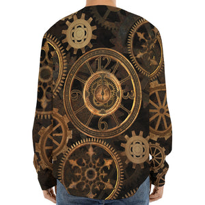 Vintage Steampunk Gears Print Long Sleeve Baseball Jersey