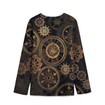 Vintage Steampunk Gears Print Long Sleeve Short Coat