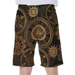 Vintage Steampunk Gears Print Men's Beach Shorts