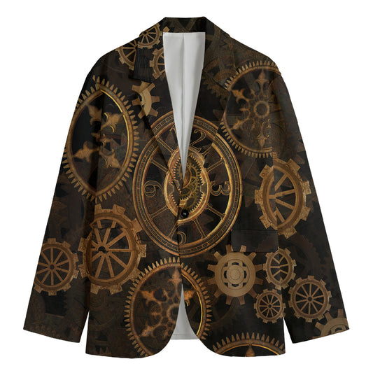 Vintage Steampunk Gears Print Men's Blazer