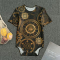 Vintage Steampunk Gears Print Men's Bodysuit