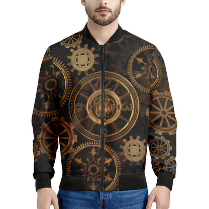 Vintage Steampunk Gears Print Men's Bomber Jacket