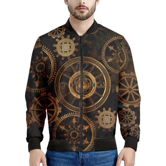 Vintage Steampunk Gears Print Men's Bomber Jacket