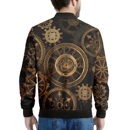 Vintage Steampunk Gears Print Men's Bomber Jacket