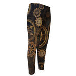 Vintage Steampunk Gears Print Men's Compression Pants