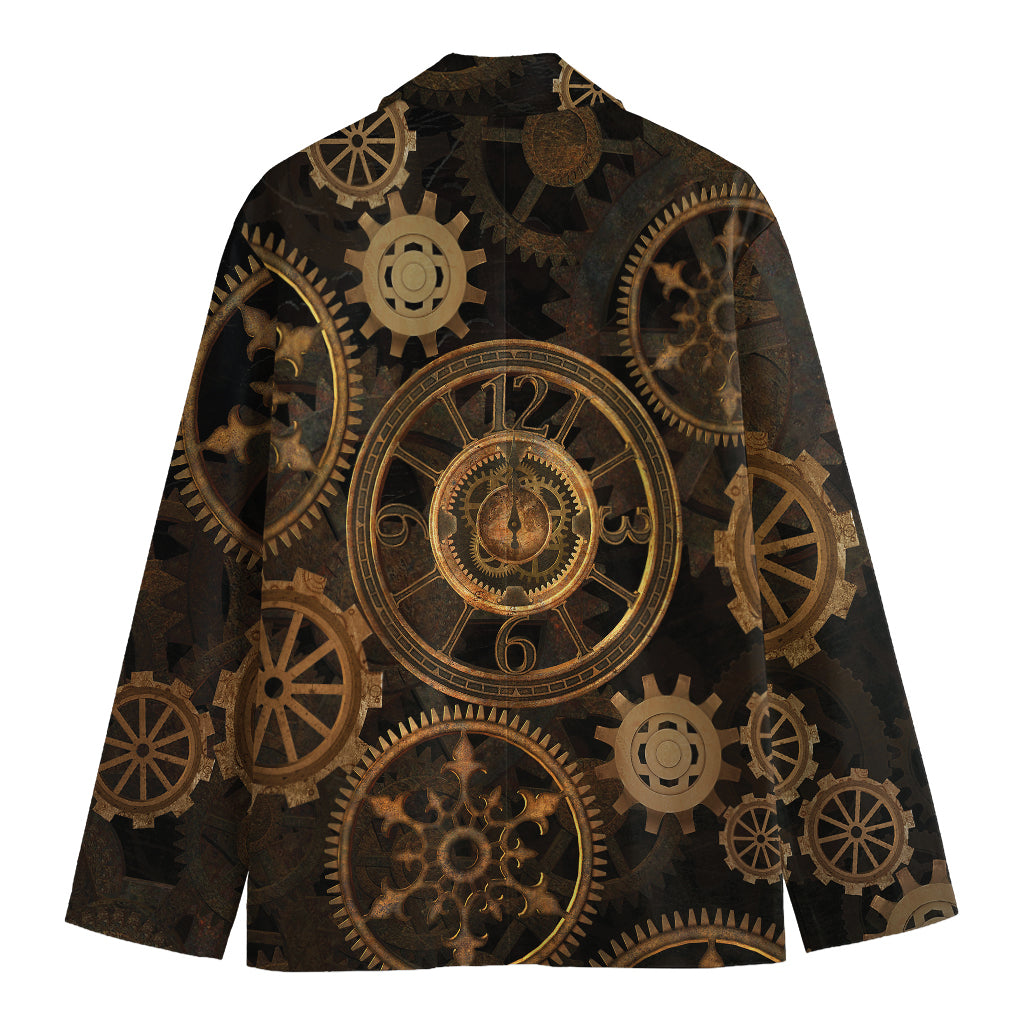 Vintage Steampunk Gears Print Men's Cotton Blazer