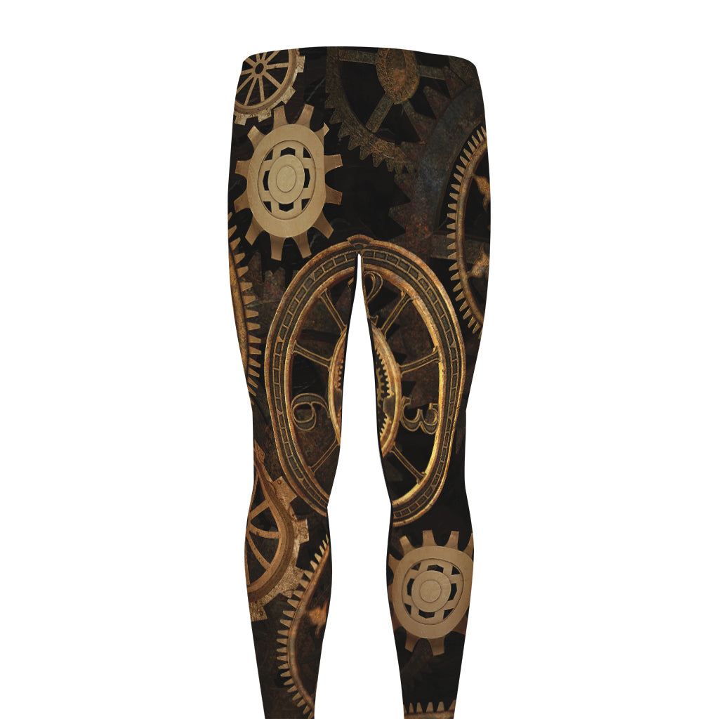 Vintage Steampunk Gears Print Men's leggings