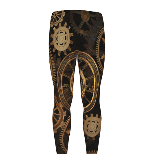 Vintage Steampunk Gears Print Men's leggings